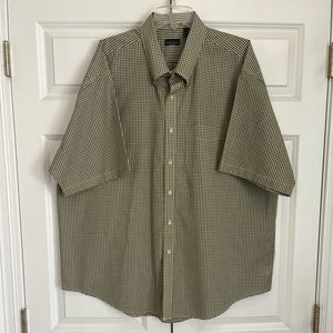 Van Heusen Gingham Short Sleeve Button Down Shirt, Size XXL